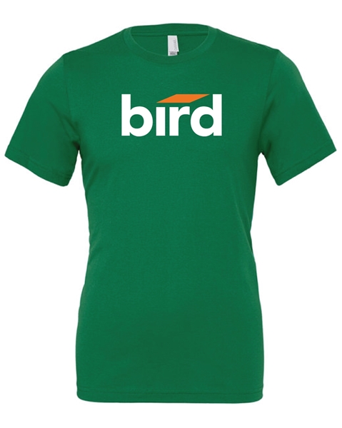 Picture of Bird Unisex Jersey T-Shirt with Full Front Logo (Evergreen, Black)